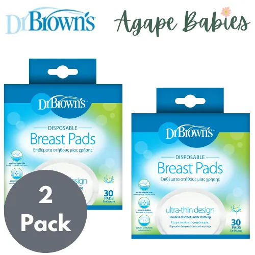 [2-Pack] Dr. Brown's Oval Disposable Breast Pads (30 Pcs)