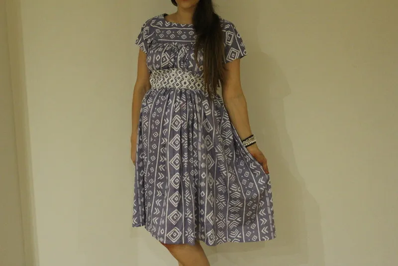 Aztec 50s style Maxi Maternity Dress