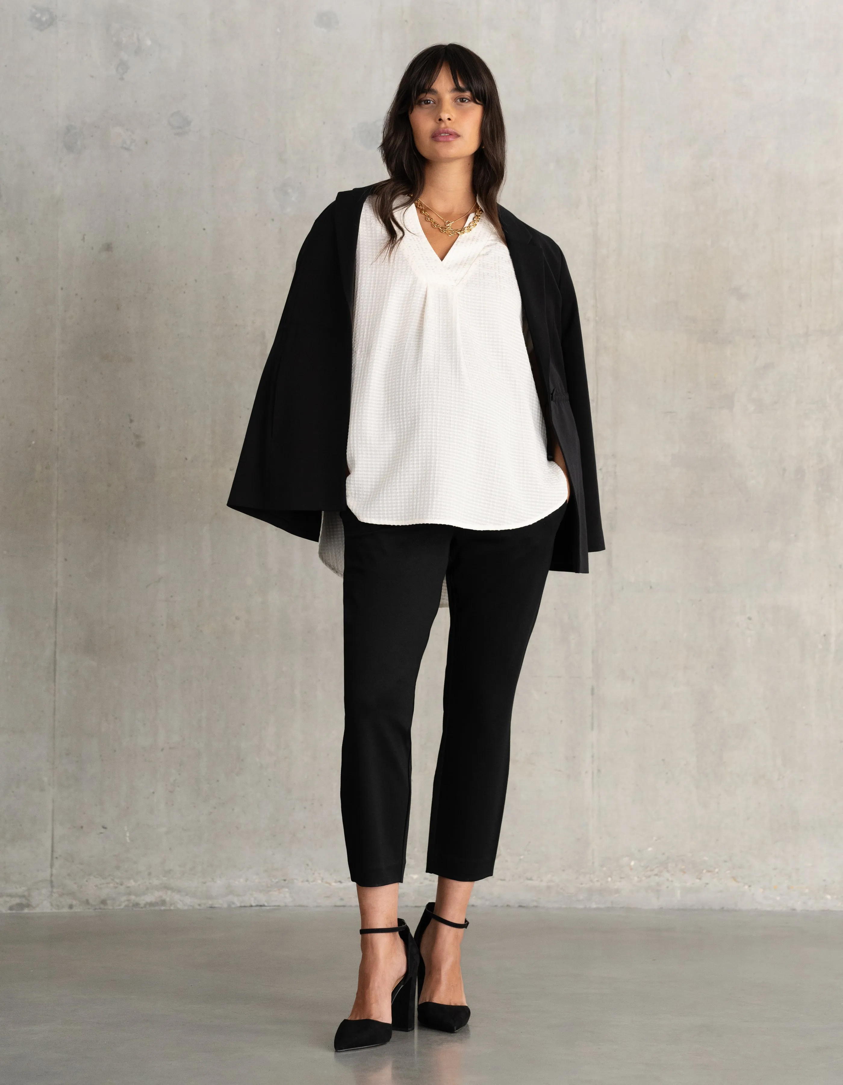 Cap Sleeve Textured Maternity Blouse