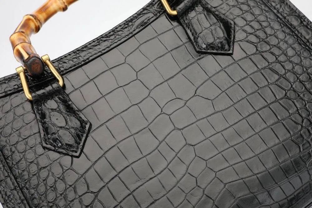 Crocodile Leather Micro Top Handle Cross Body Bag