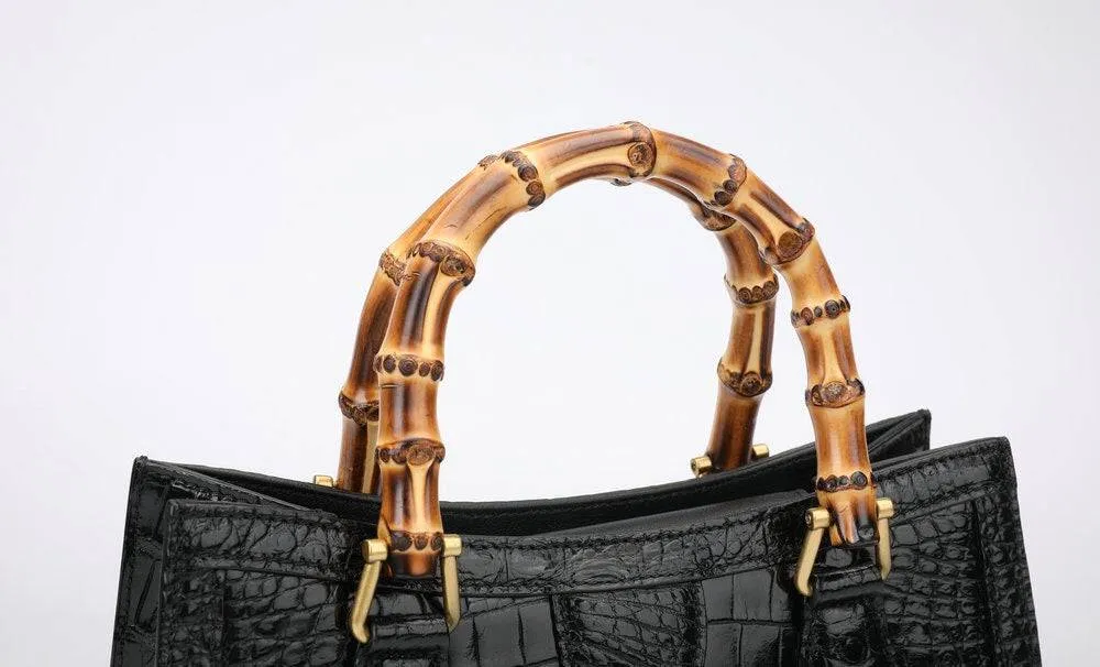 Crocodile Leather Micro Top Handle Cross Body Bag