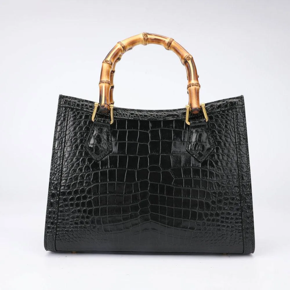 Crocodile Leather Micro Top Handle Cross Body Bag