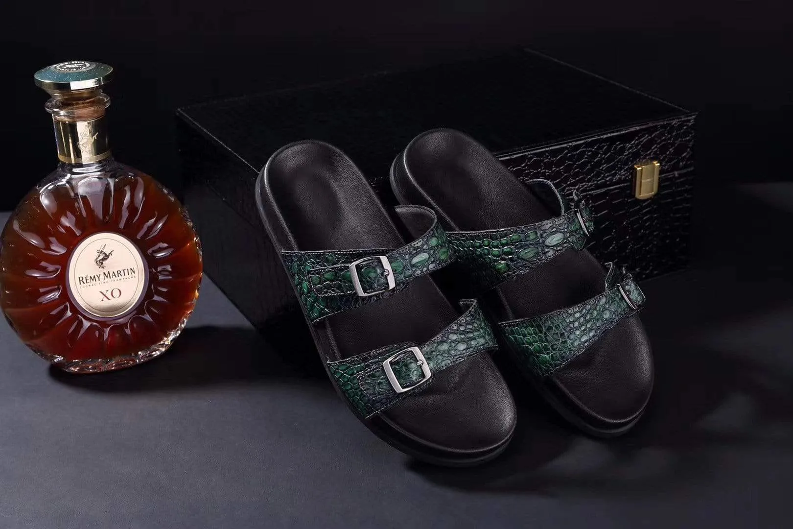 Crocodile Shoes Crocodile Leather Sandals Vintage  Dark Green