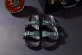 Crocodile Shoes Crocodile Leather Sandals Vintage  Dark Green