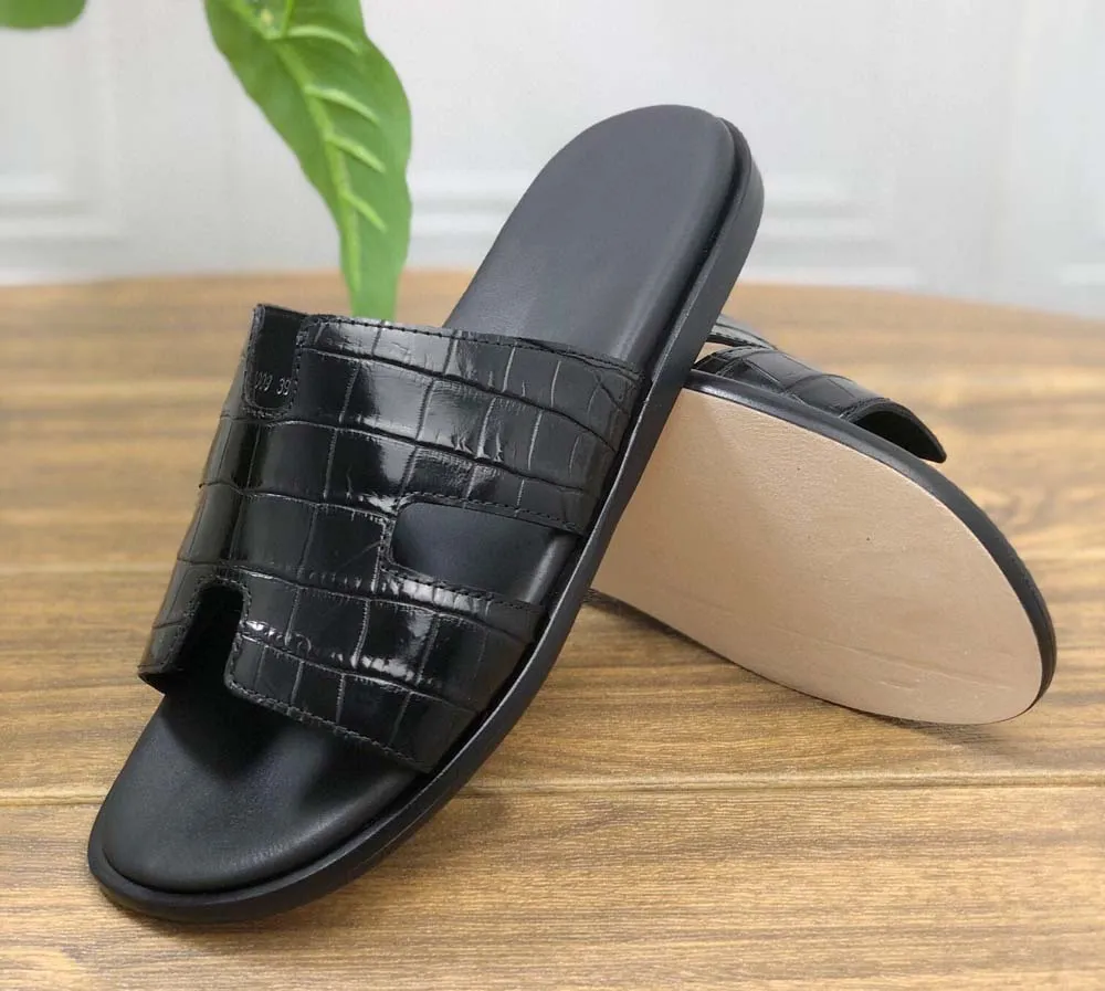 Crocodile Shoes Genuine Crocodile Belly Leather Mens Slipper