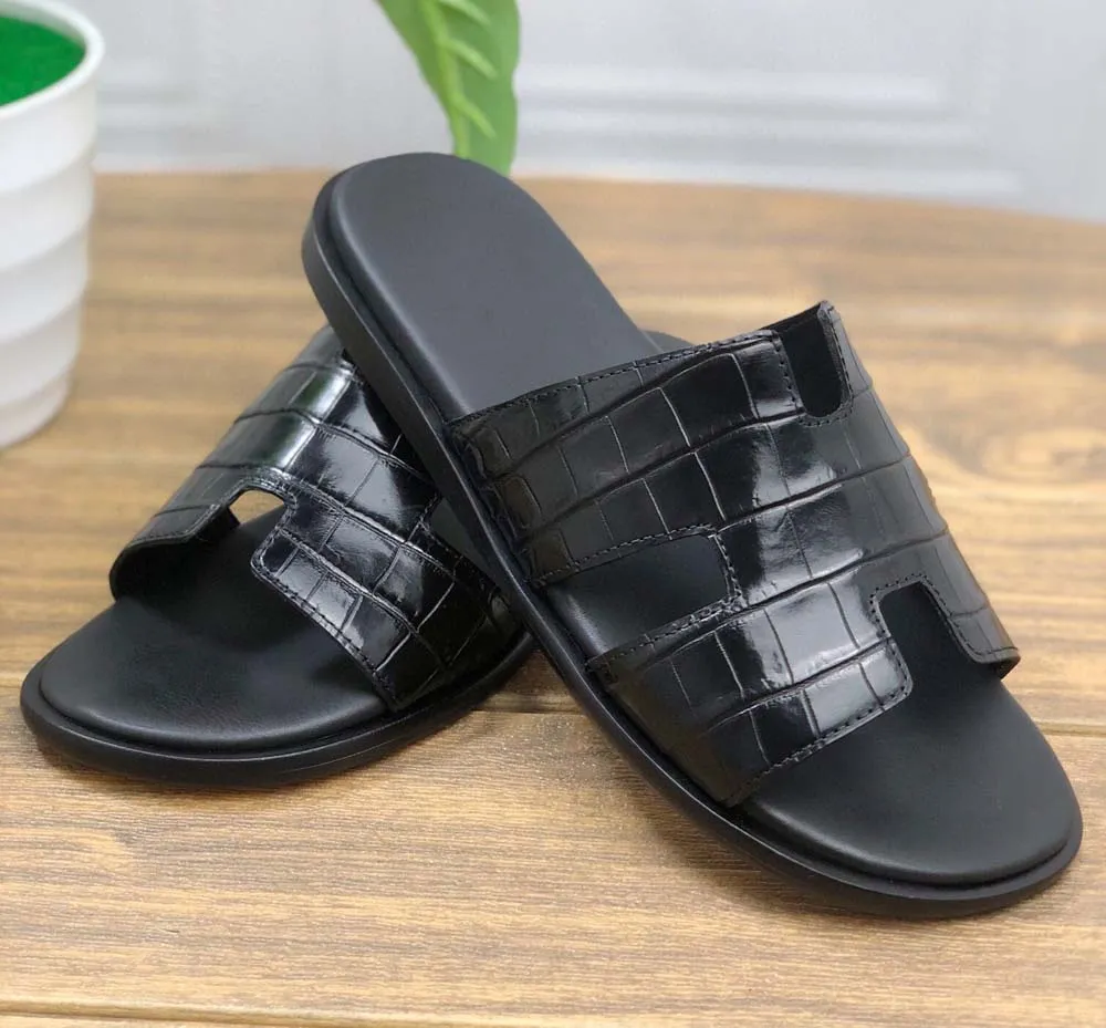Crocodile Shoes Genuine Crocodile Belly Leather Mens Slipper