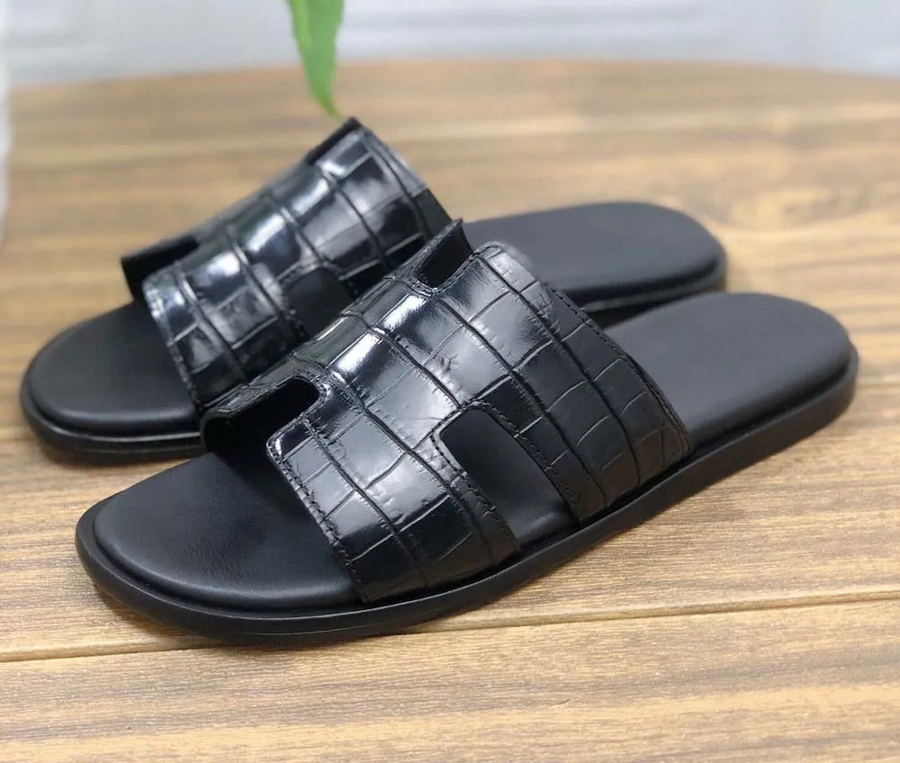 Crocodile Shoes Genuine Crocodile Belly Leather Mens Slipper