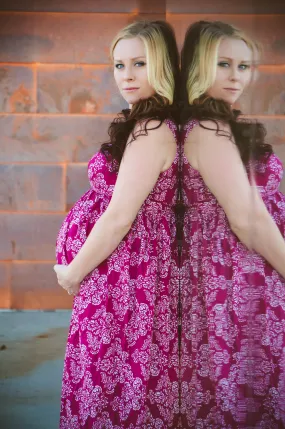 Damask Maternity Maxi Dress