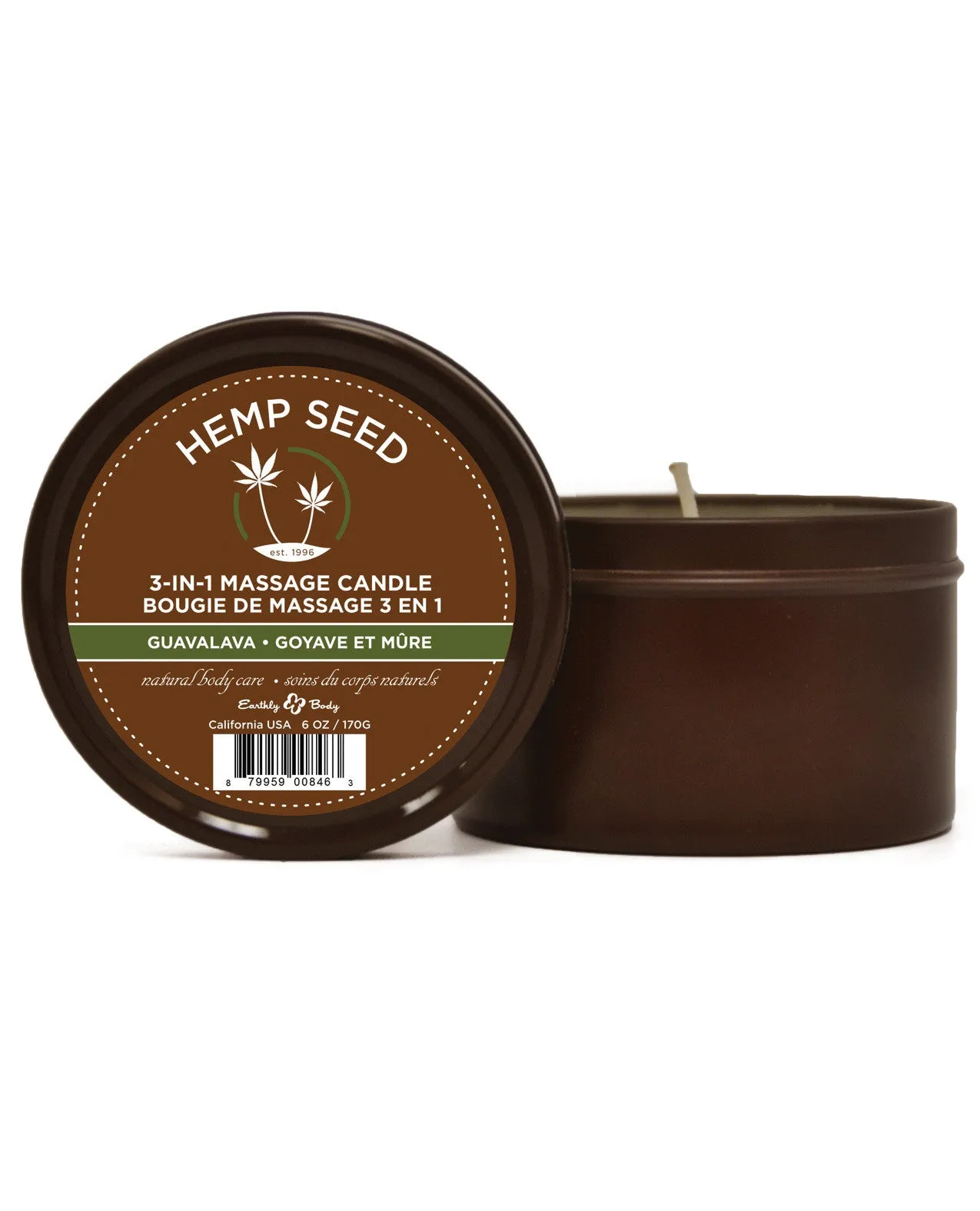 Earthly Body Suntouched Hemp Candle - 6.8 oz Round Tin Guavalava