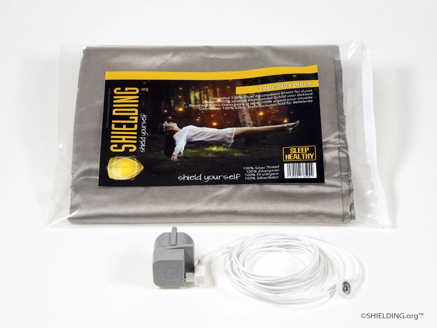 100% Silver Grounded Radiation Shield for Bed - Includes 5m Cable and Adapter