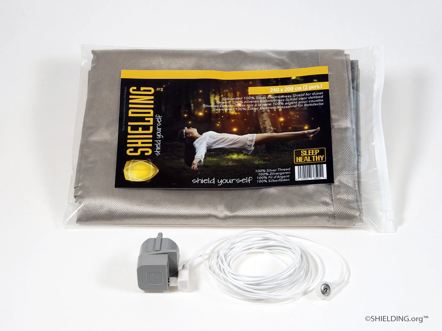 100% Silver Grounded Radiation Shield for Bed - Includes 5m Cable and Adapter