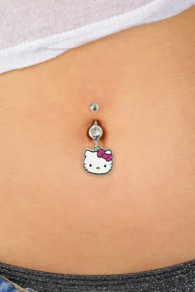 Hello Kitty White enamel belly Bar (Austrian Crystal)
