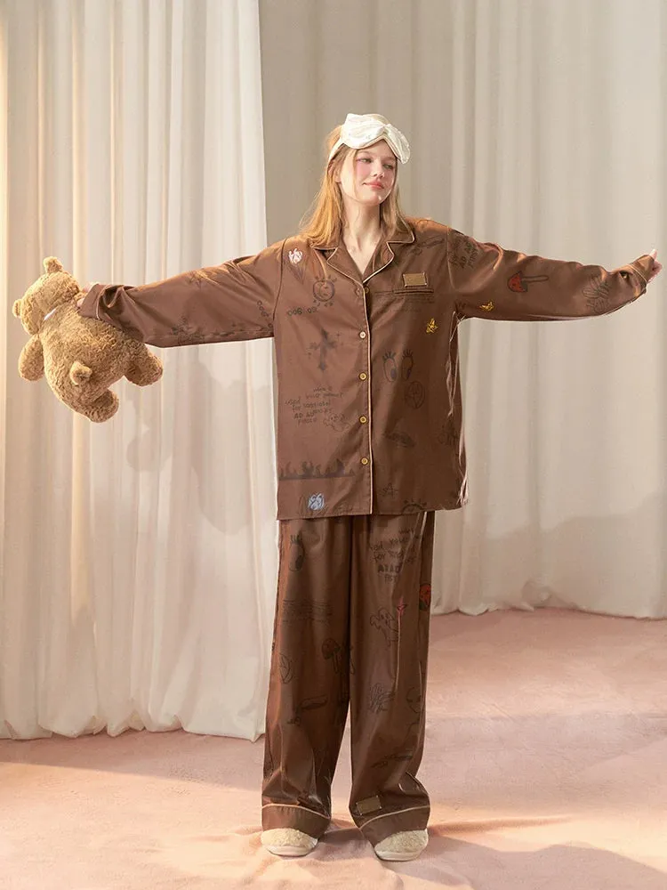 Illustration Brown Loose Pajamas