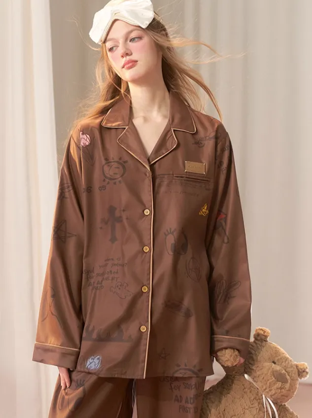 Illustration Brown Loose Pajamas
