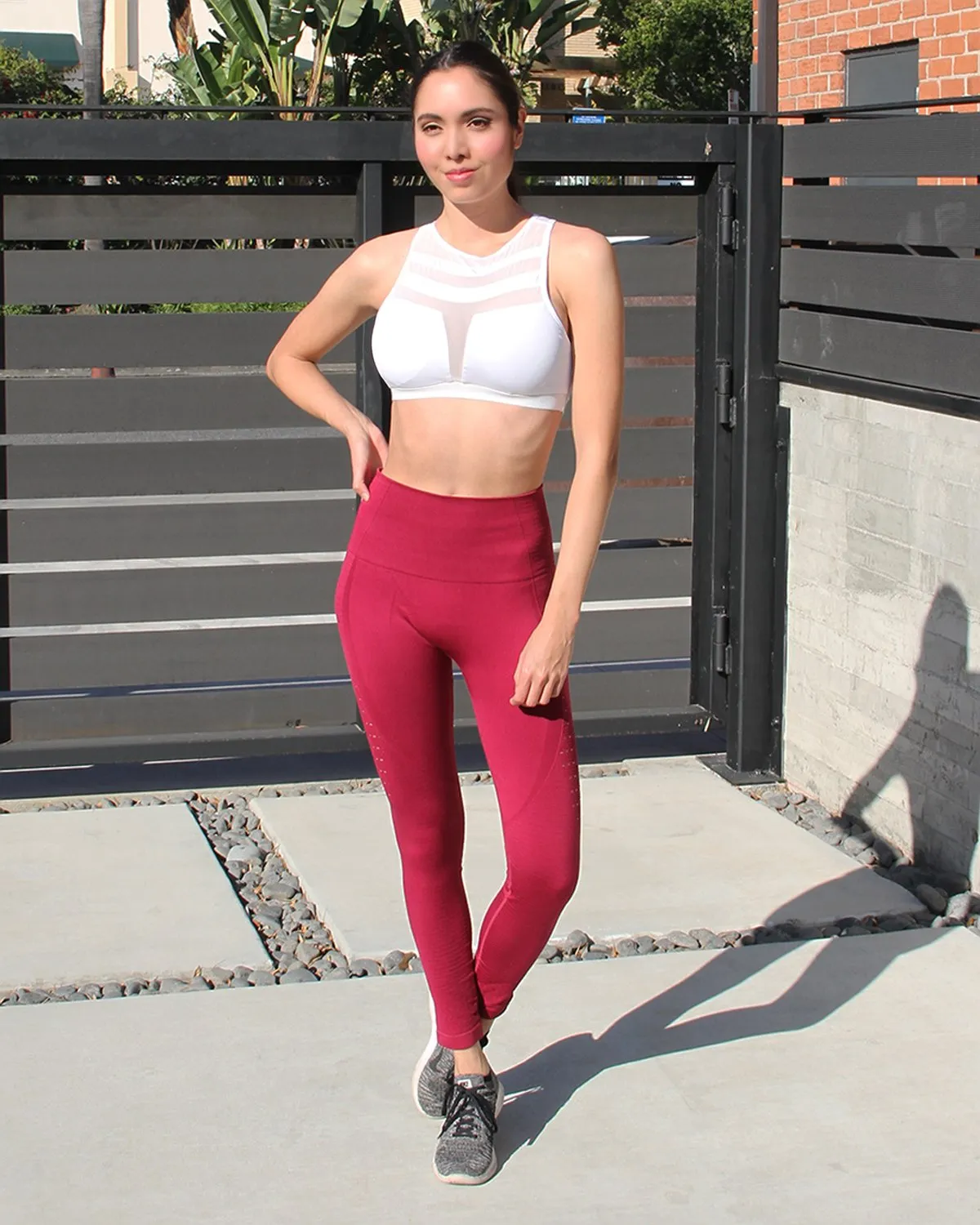 Ketana Seamless Legging With Cutouts - Burgundy