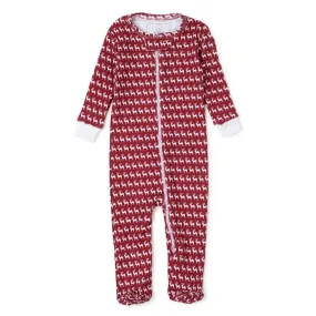 Lila & Hayes Baby Boys Parker Zipper Pajamas - Red Reindeer