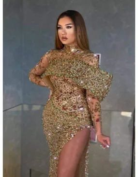 Luxury Evening Gown Dark Gold