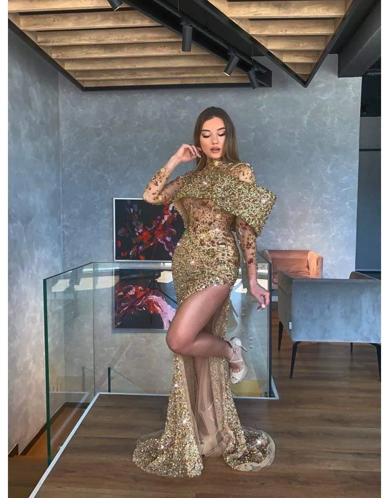 Luxury Evening Gown Dark Gold