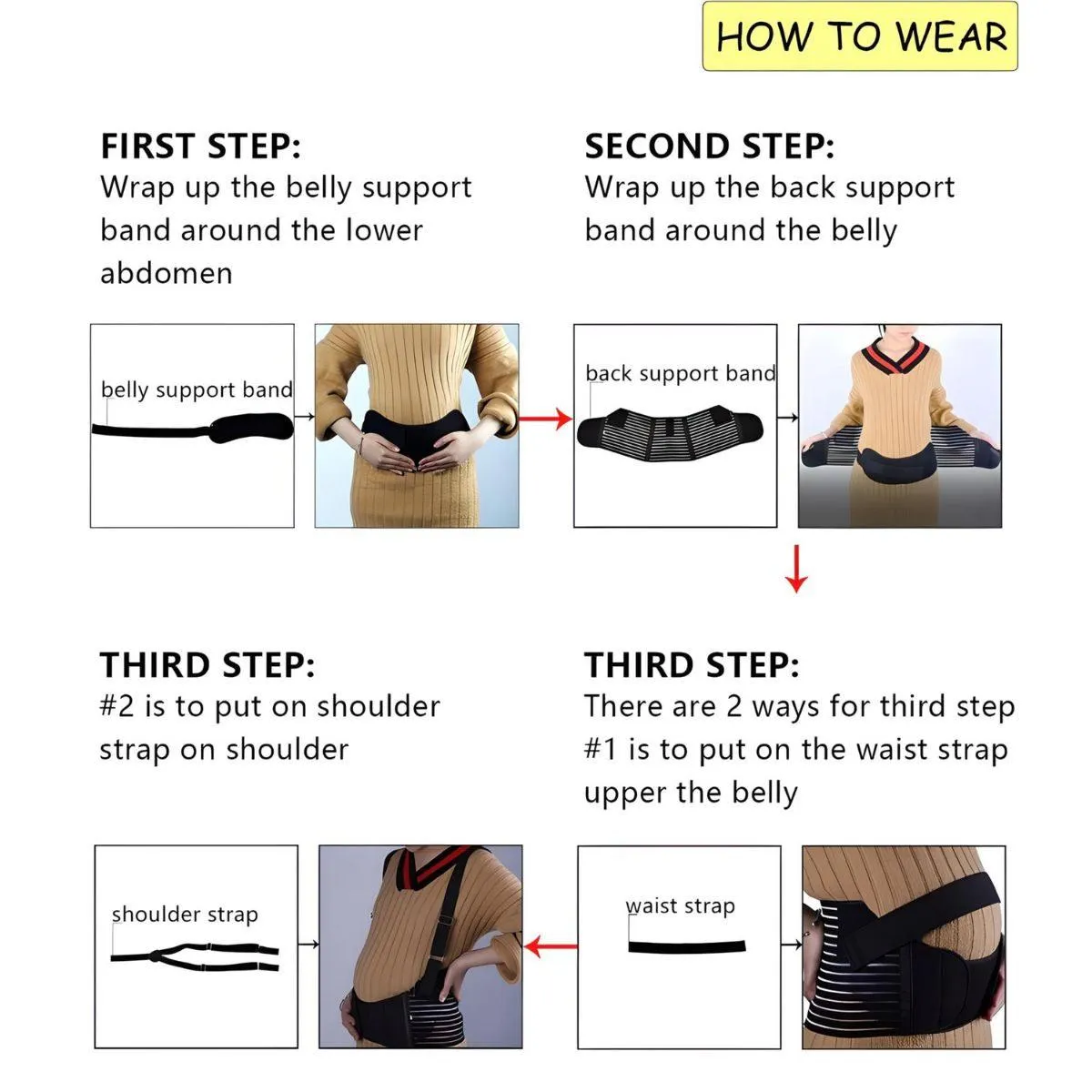 MaterniCare Belly Bands Maternity Belt Pregnancy Support With Straps
