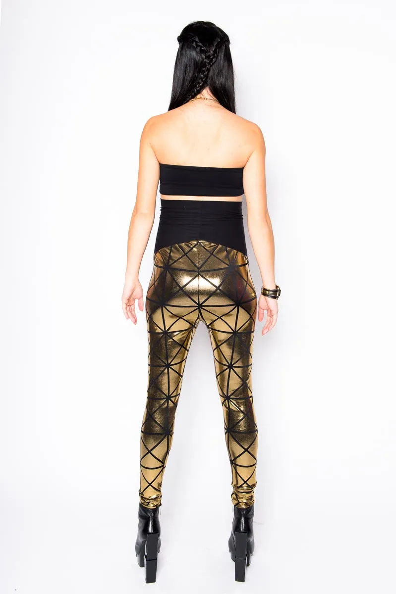 Maternity Gold Disco Leggings (Small & Medium)