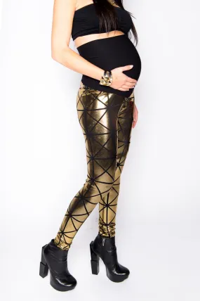 Maternity Gold Disco Leggings (Small & Medium)