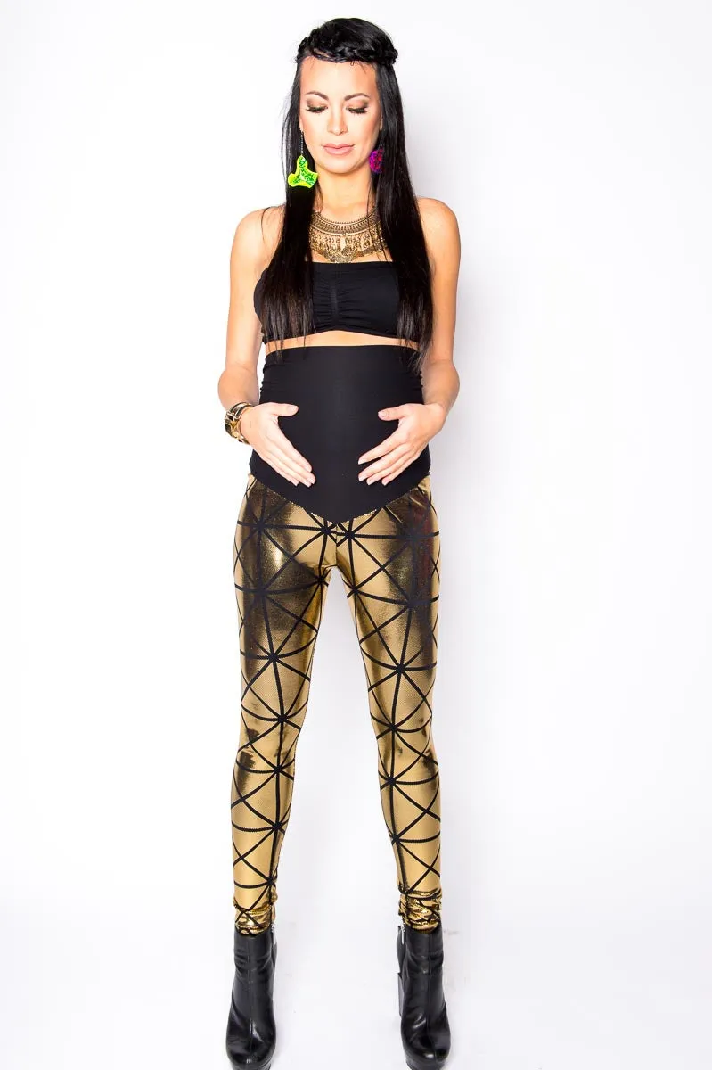 Maternity Gold Disco Leggings (Small & Medium)