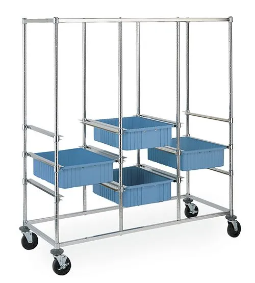 Metro PT3C-5MP Triple-Bay Kitting Cart with Polyurethane Casters, 26" x 60" x 68"