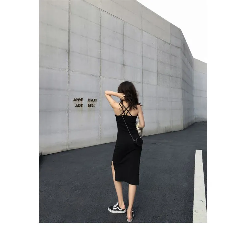 Midi Split-Hem Slimming Dress