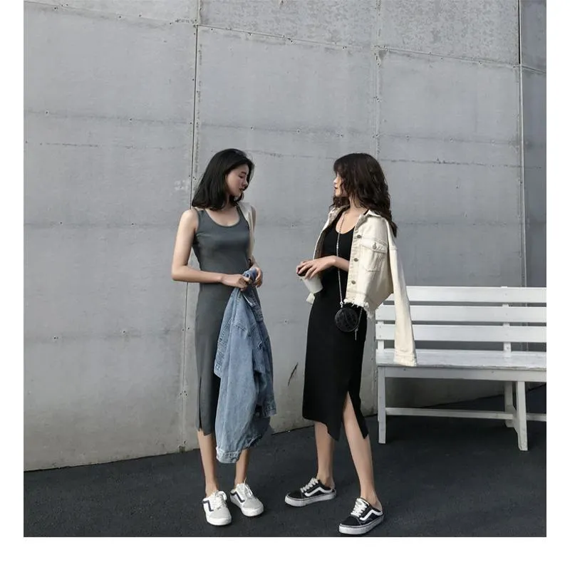 Midi Split-Hem Slimming Dress