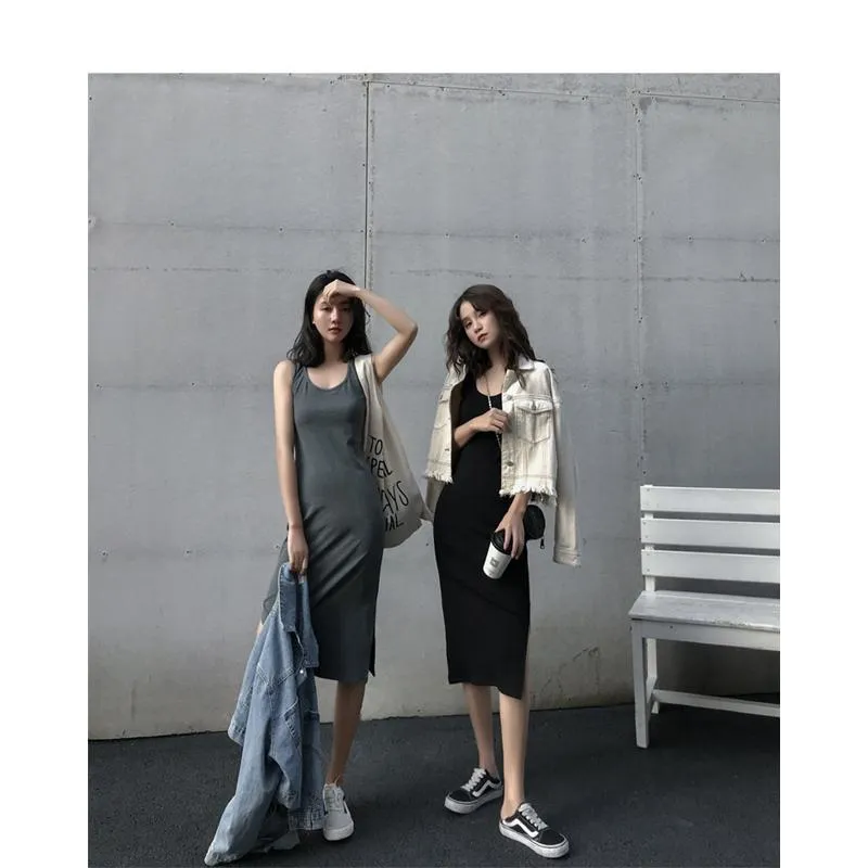 Midi Split-Hem Slimming Dress