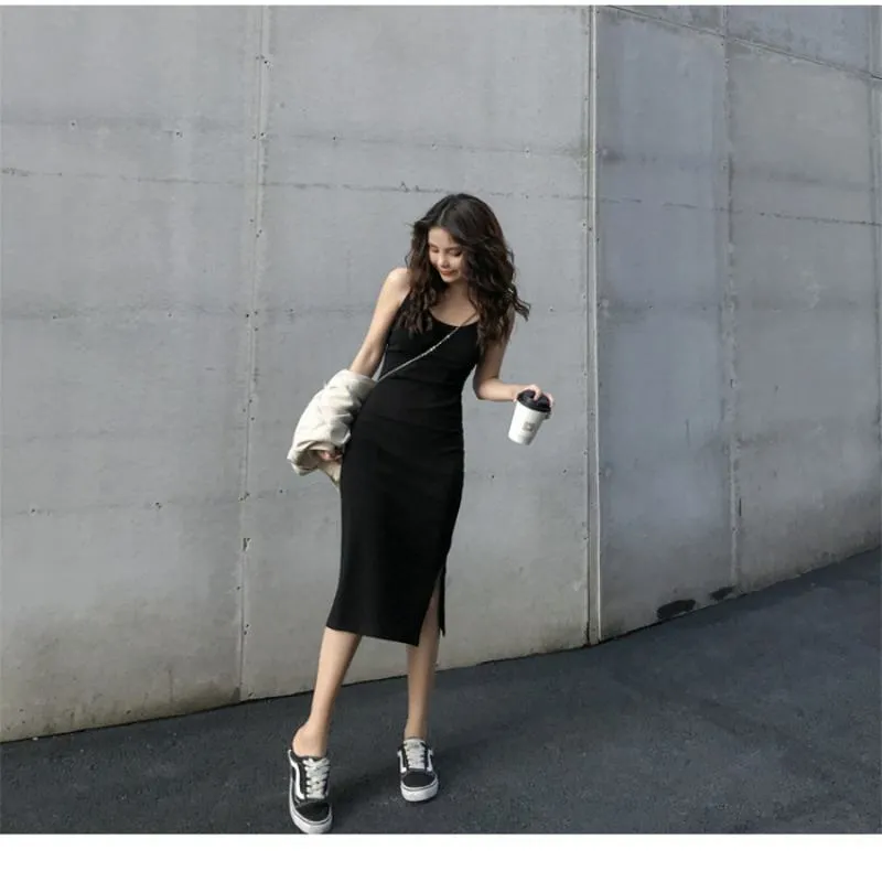Midi Split-Hem Slimming Dress