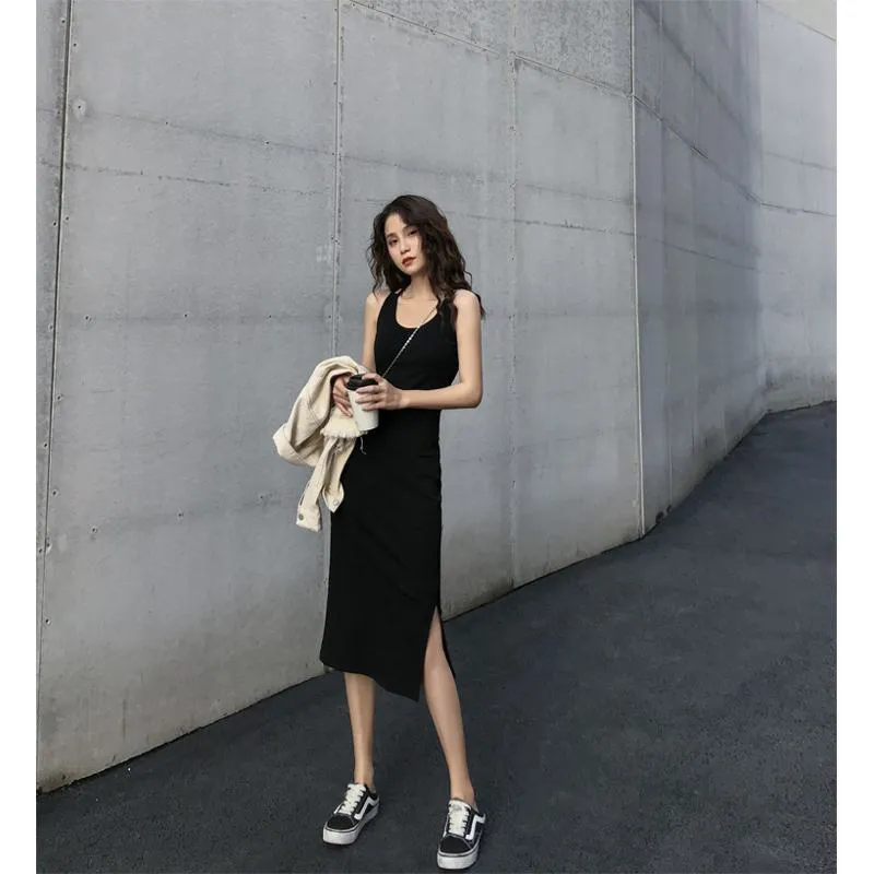 Midi Split-Hem Slimming Dress