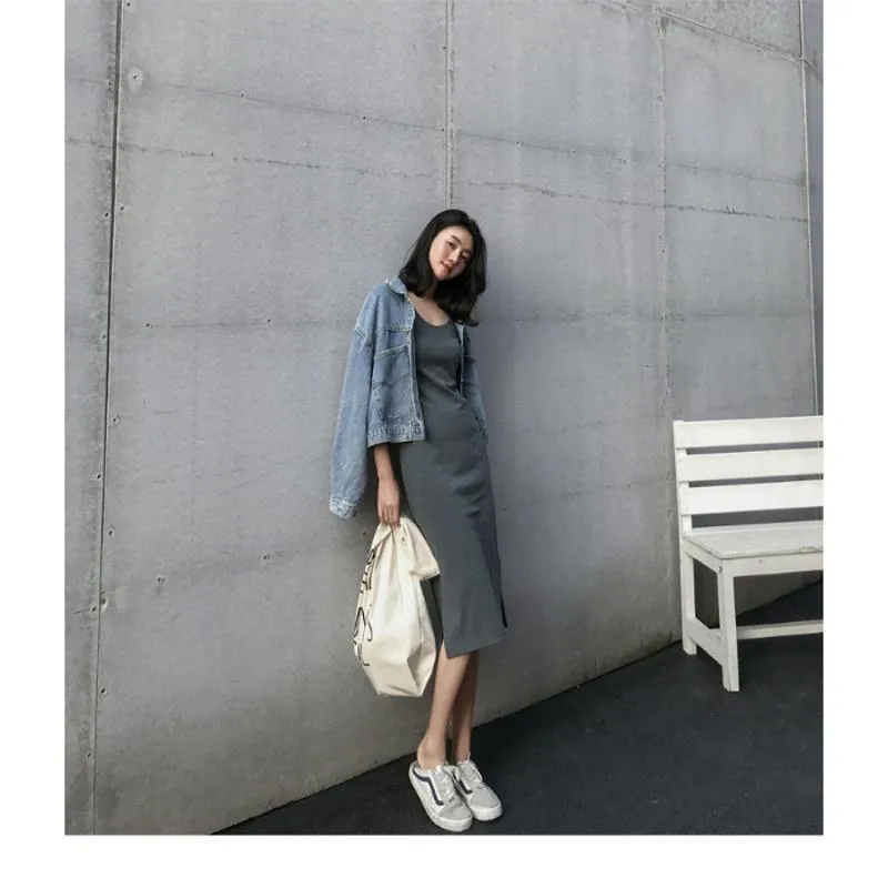 Midi Split-Hem Slimming Dress