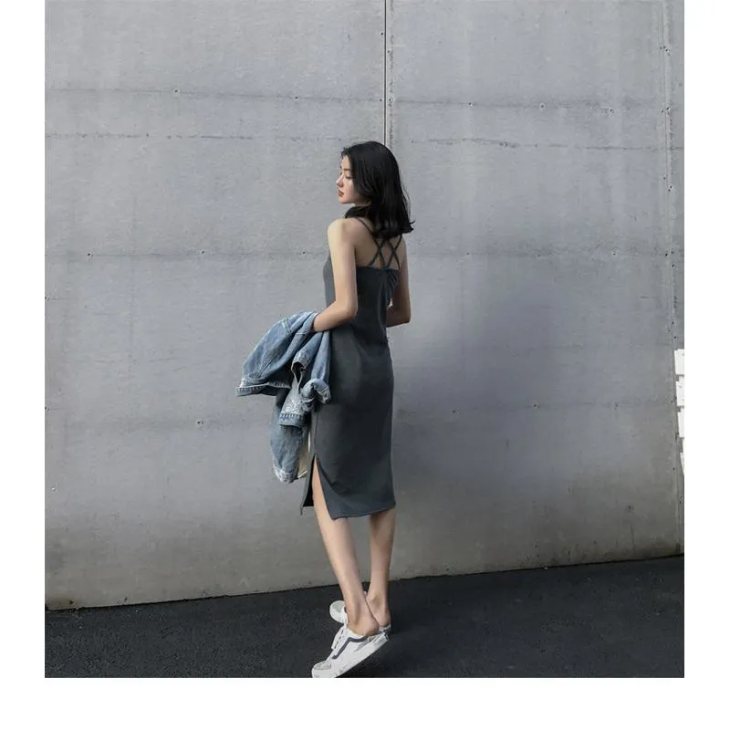 Midi Split-Hem Slimming Dress