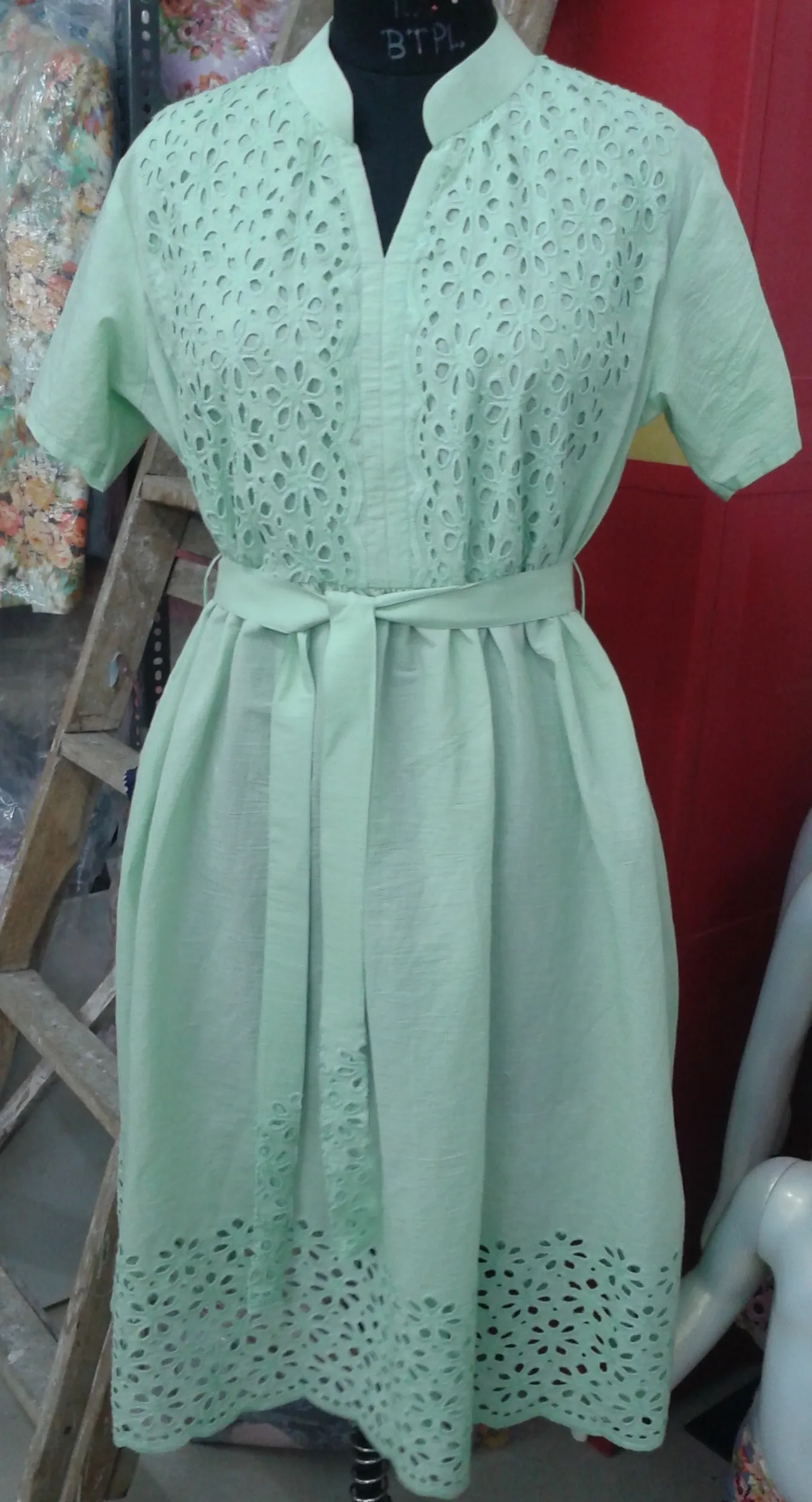 Mint Eyelet Maternity Maxi Dress