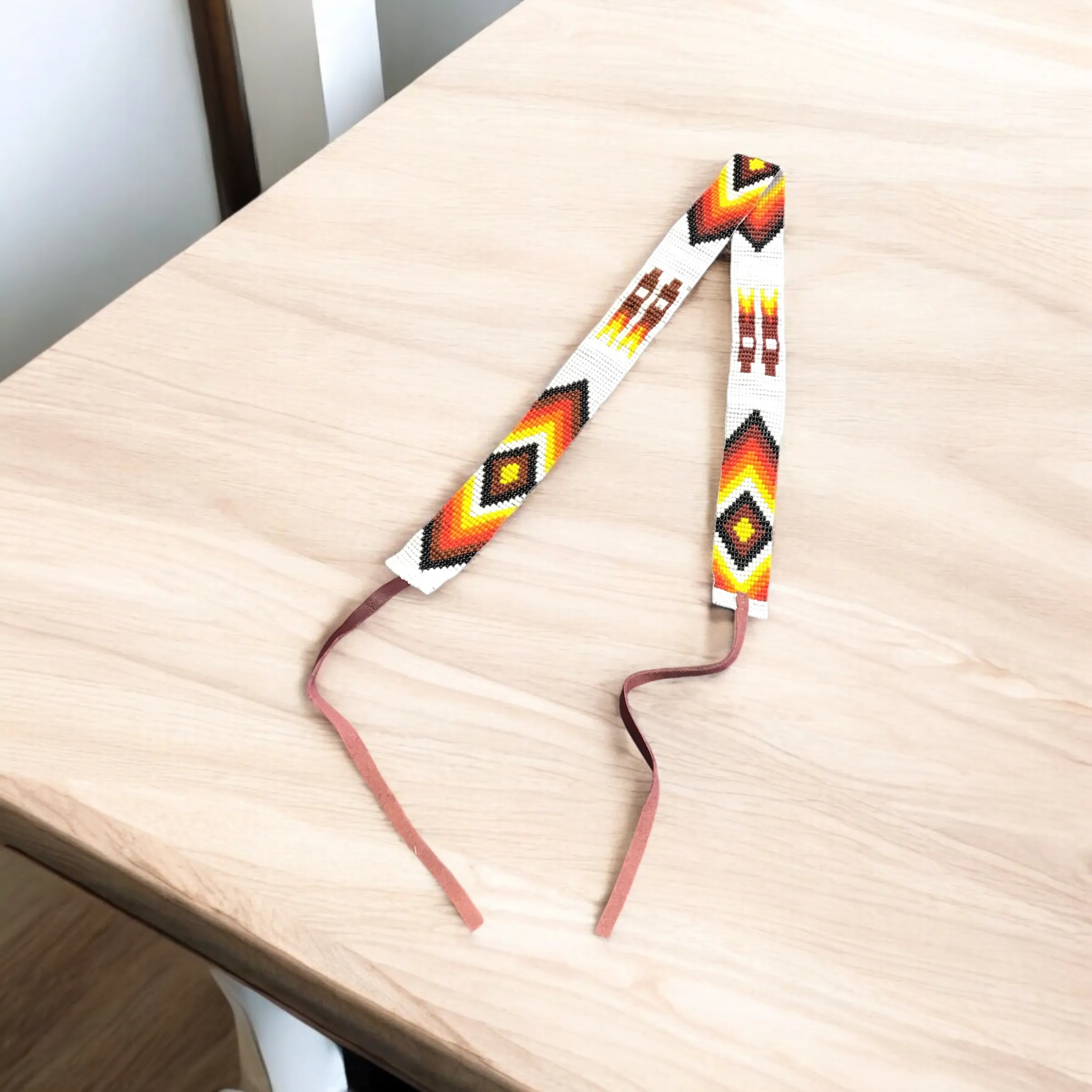 OLDTRIBES™ Beaded White Hatband