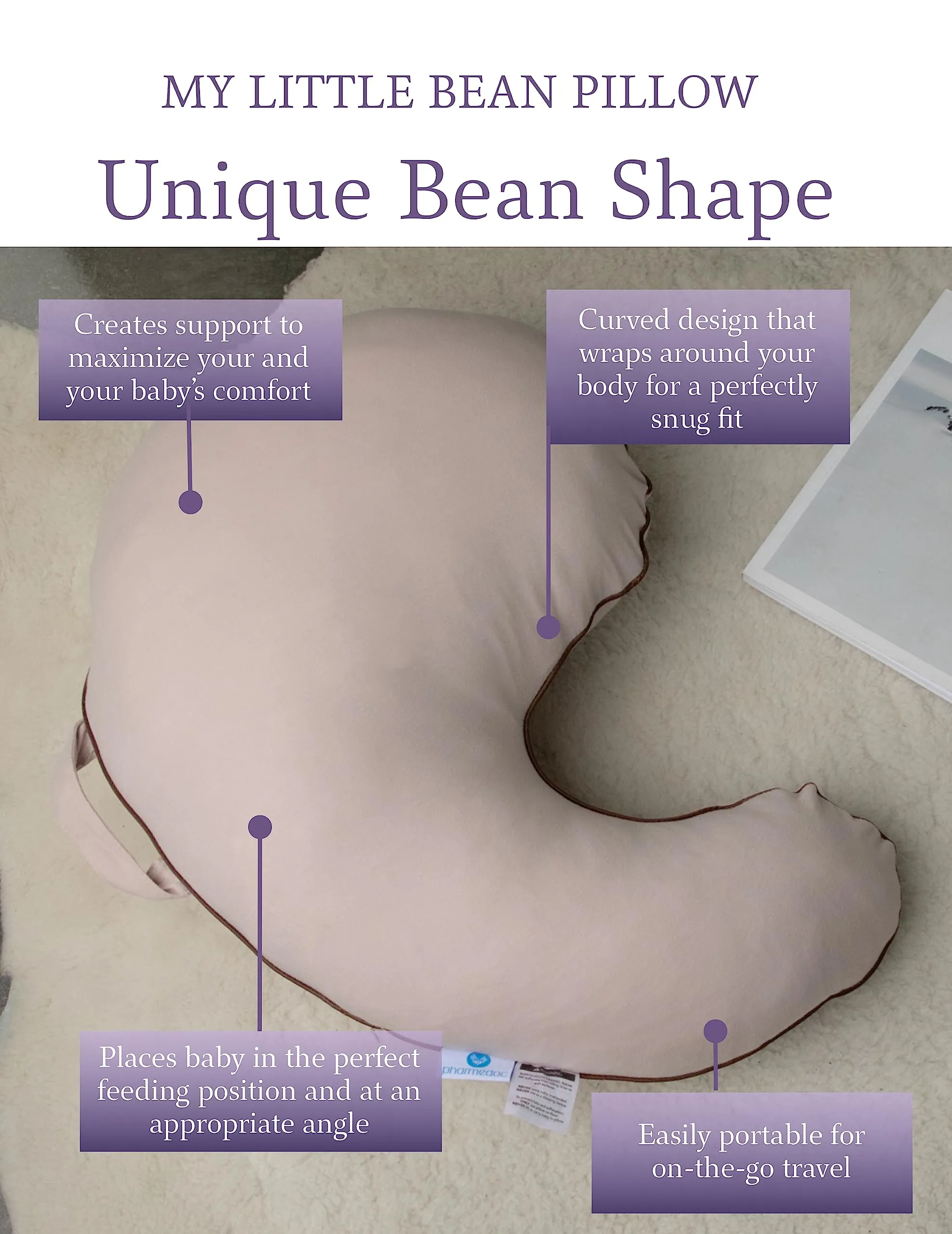 Pharmedoc Nursing Pillow and Positioner, Breastfeeding and Bottlefeeding Pillow, Removable and Washable Cover, Soft and Breathable Fabric, Baby Shower Gifts