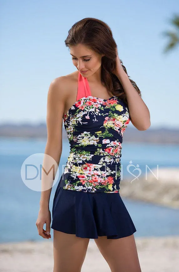 Shirred Halter Top - Navy Floral - FINAL SALE - FINAL FEW