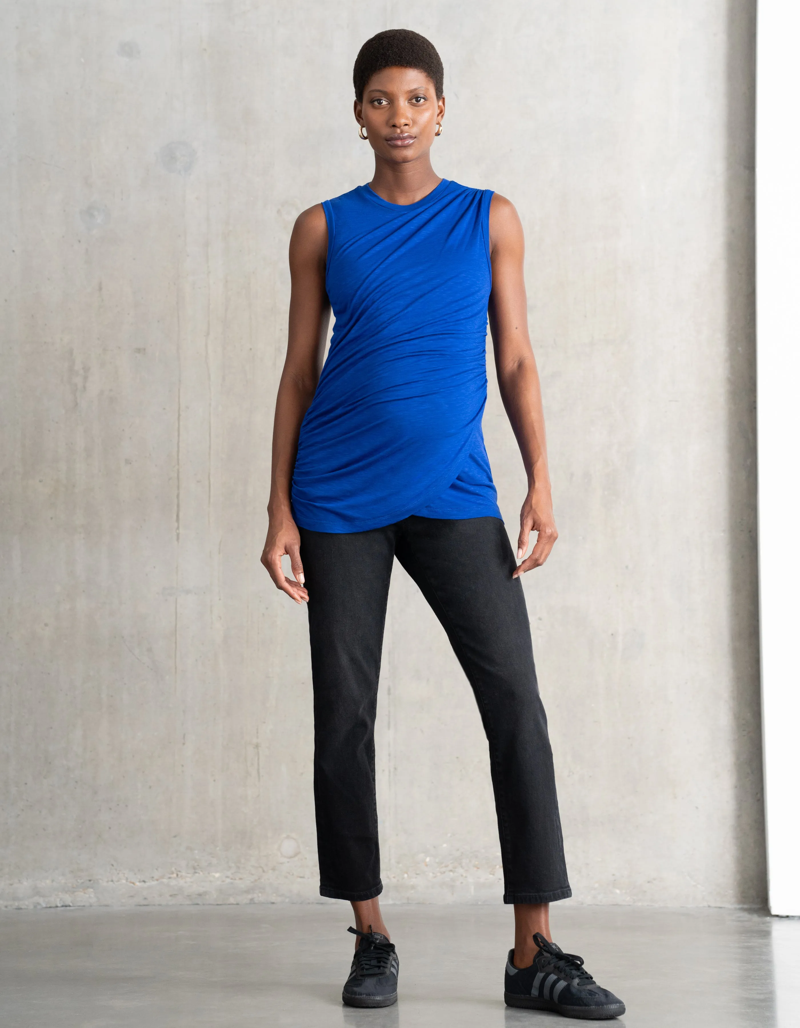 Sleeveless Drape-Front Maternity Top