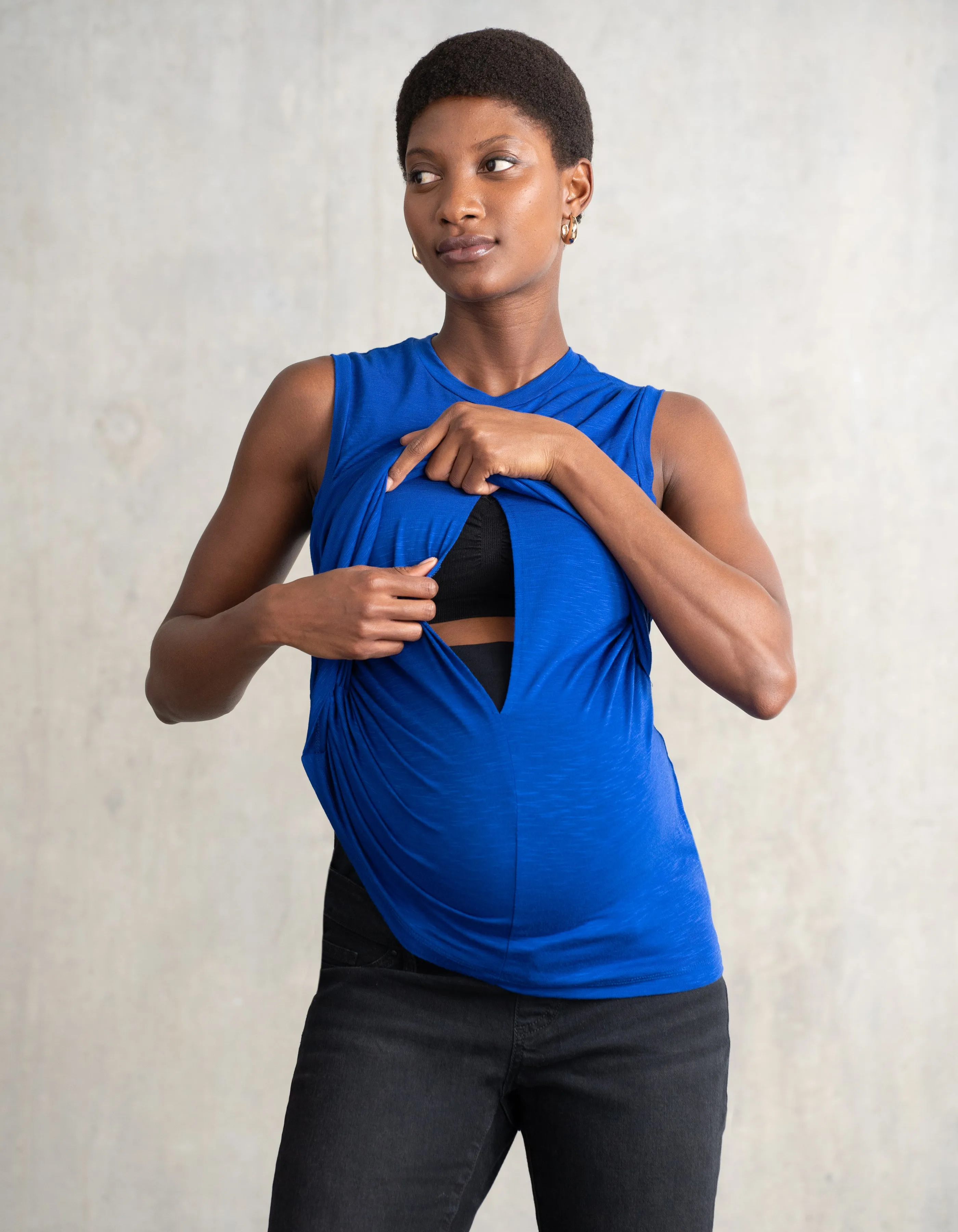 Sleeveless Drape-Front Maternity Top