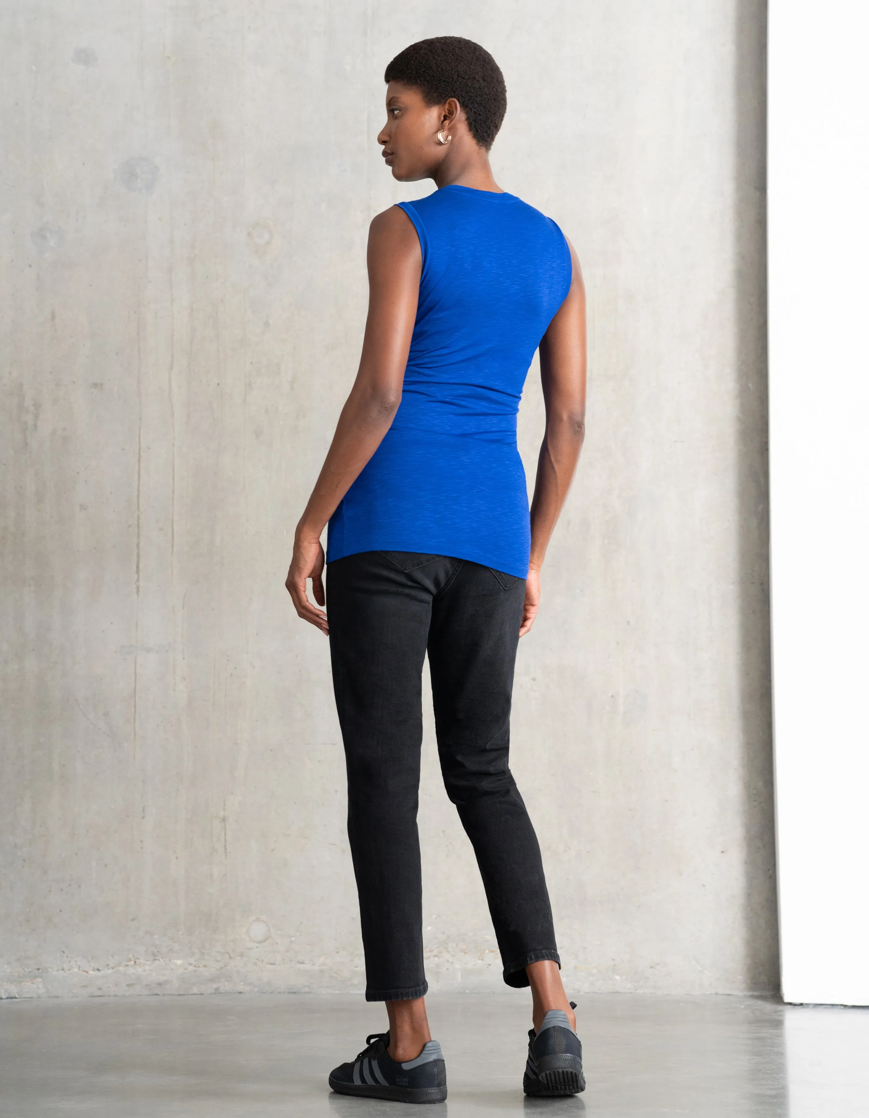 Sleeveless Drape-Front Maternity Top