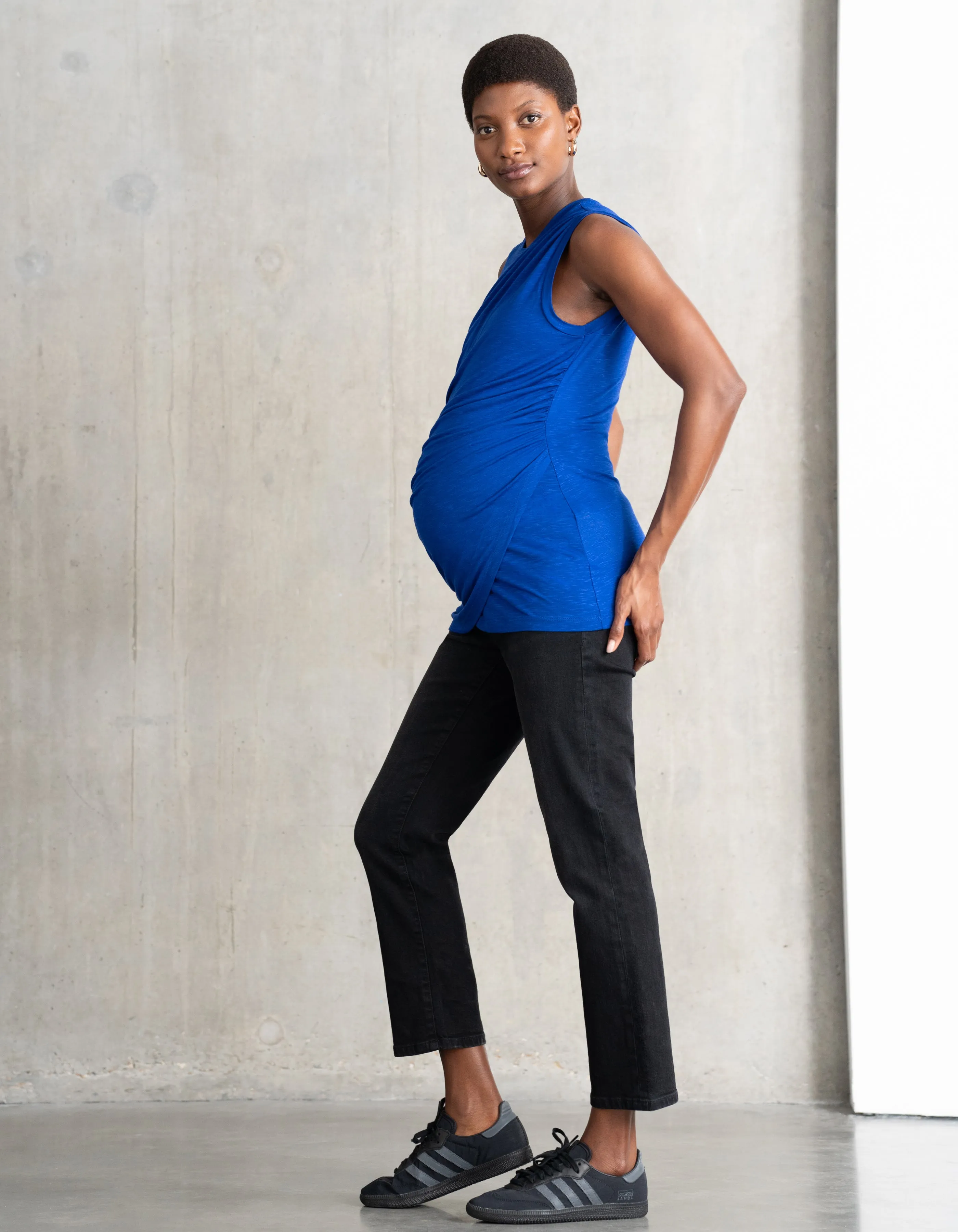 Sleeveless Drape-Front Maternity Top