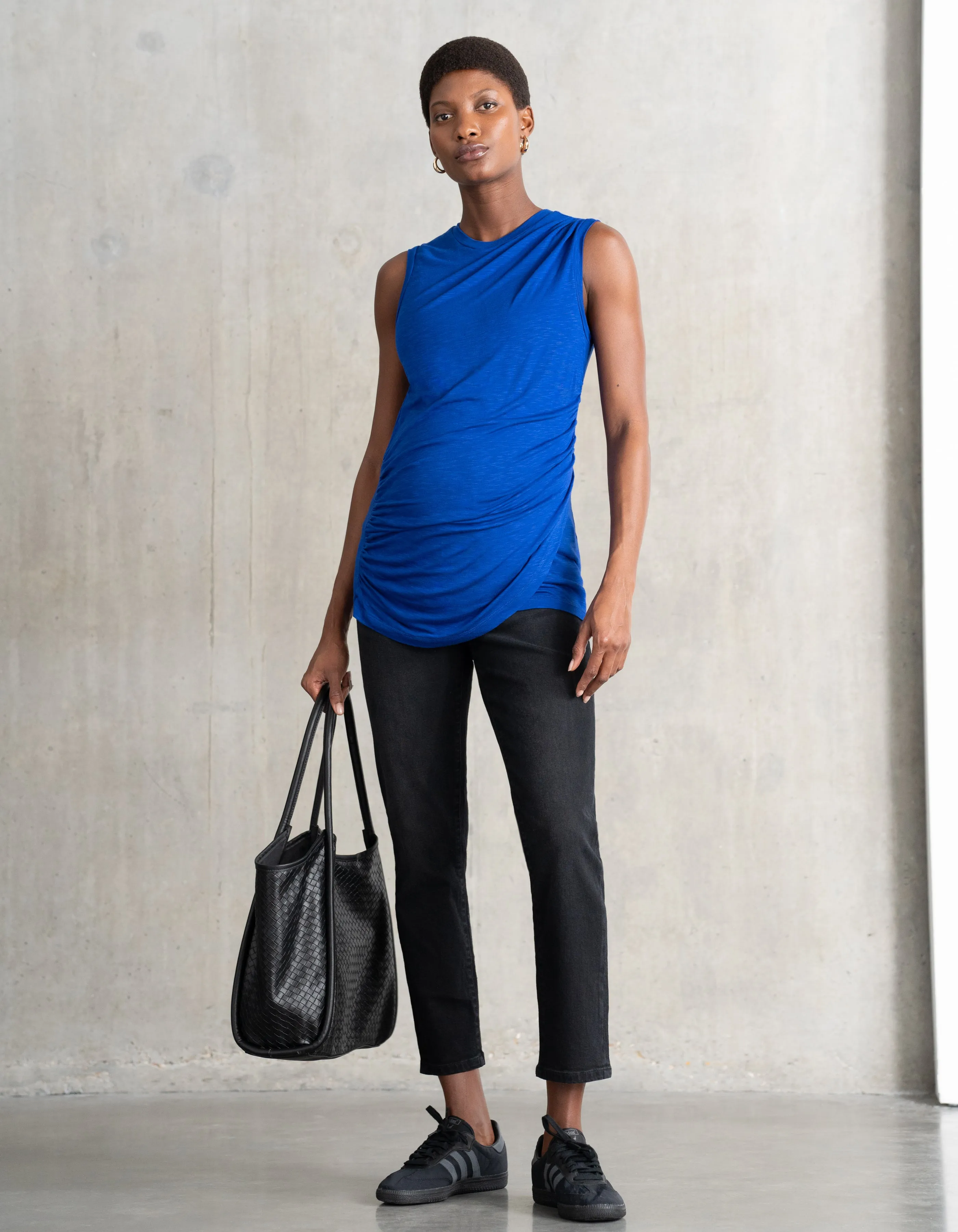 Sleeveless Drape-Front Maternity Top