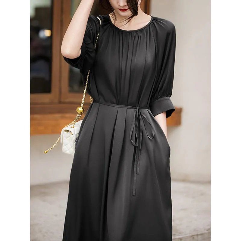 Slimming Cinched Waist Tie-Up Dress