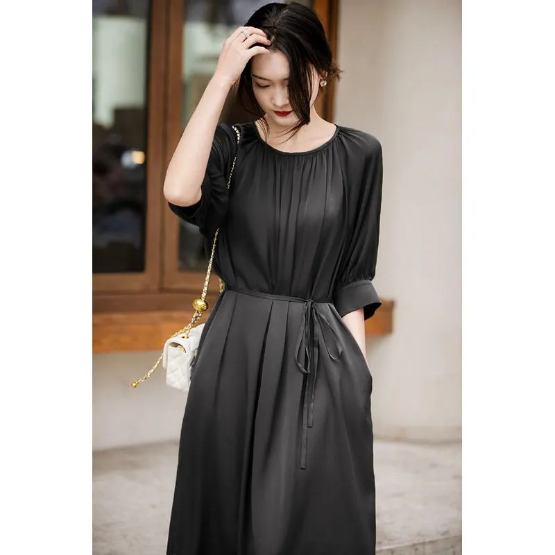 Slimming Cinched Waist Tie-Up Dress