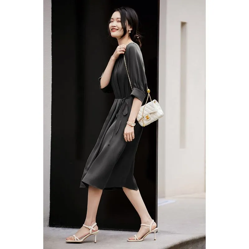 Slimming Cinched Waist Tie-Up Dress