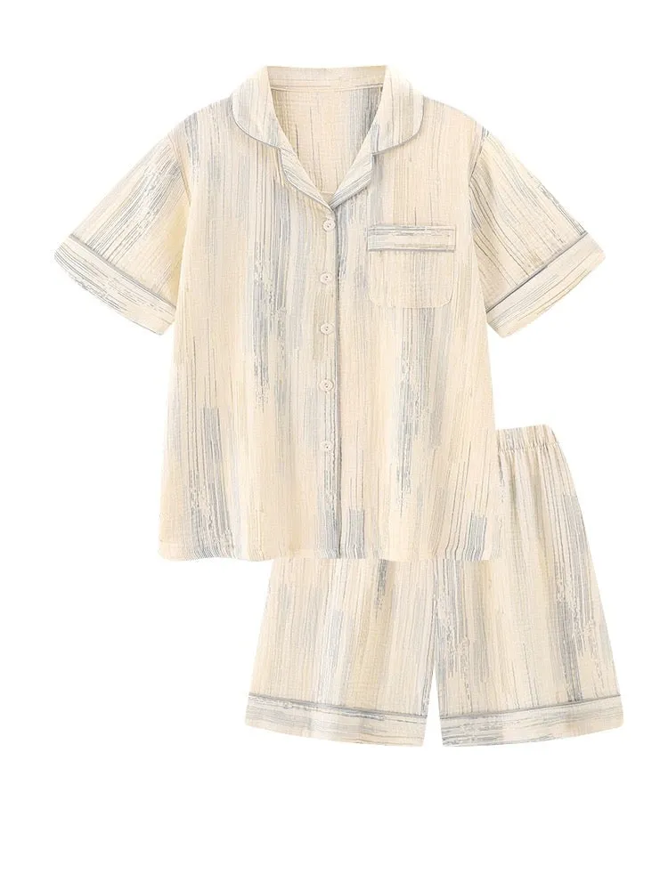 Striped Cotton 3-Pieces Pajama Set