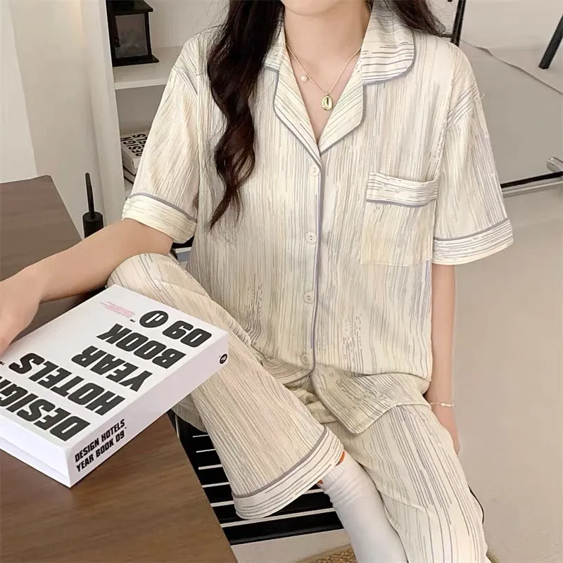Striped Cotton 3-Pieces Pajama Set