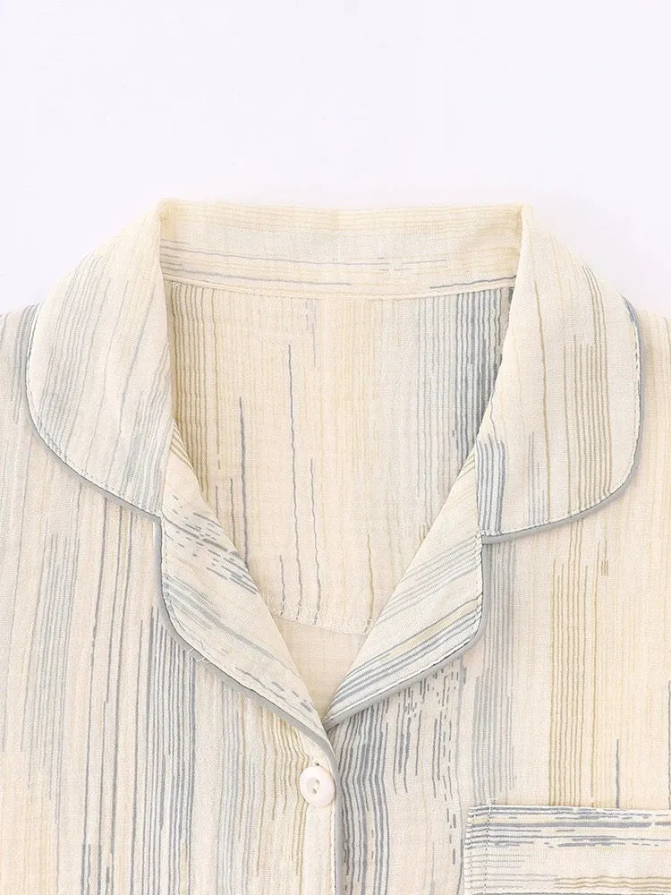 Striped Cotton 3-Pieces Pajama Set