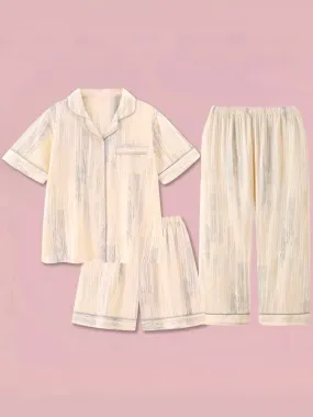 Striped Cotton 3-Pieces Pajama Set